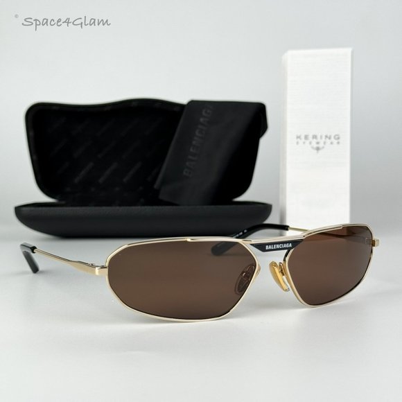 NEW Balenciaga BB0245S 003 Gold Brown Geometric Unisex  display picture 1